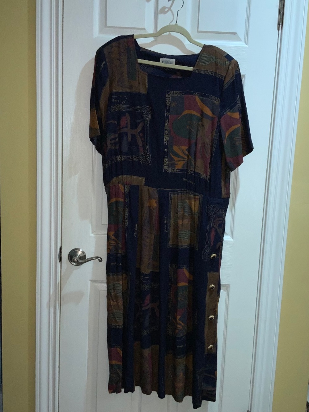 Kari’s Korner vintage midi dress Sz 18 button trim short sleeve made in US